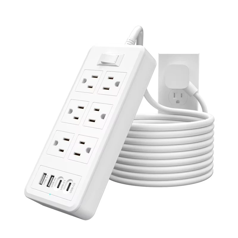 6 Çıkış 4 USB Bağlantı Noktası ABD Güç Şeridi