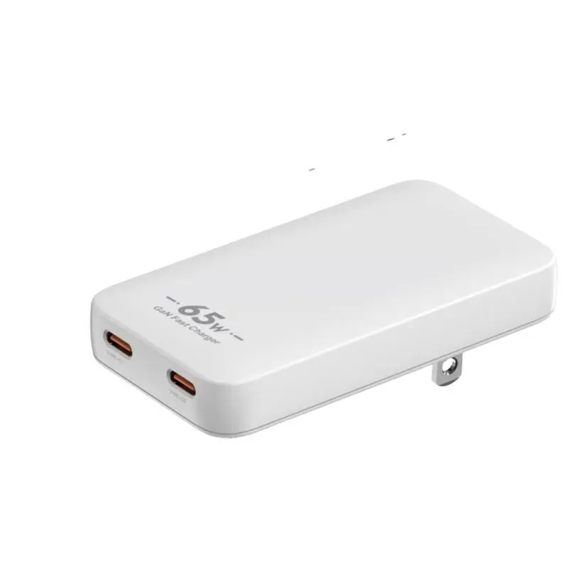 PD65W GaN USB-C Ultra İnce Duvar Şarj Cihazı Çift Bağlantı Noktalı Adaptör